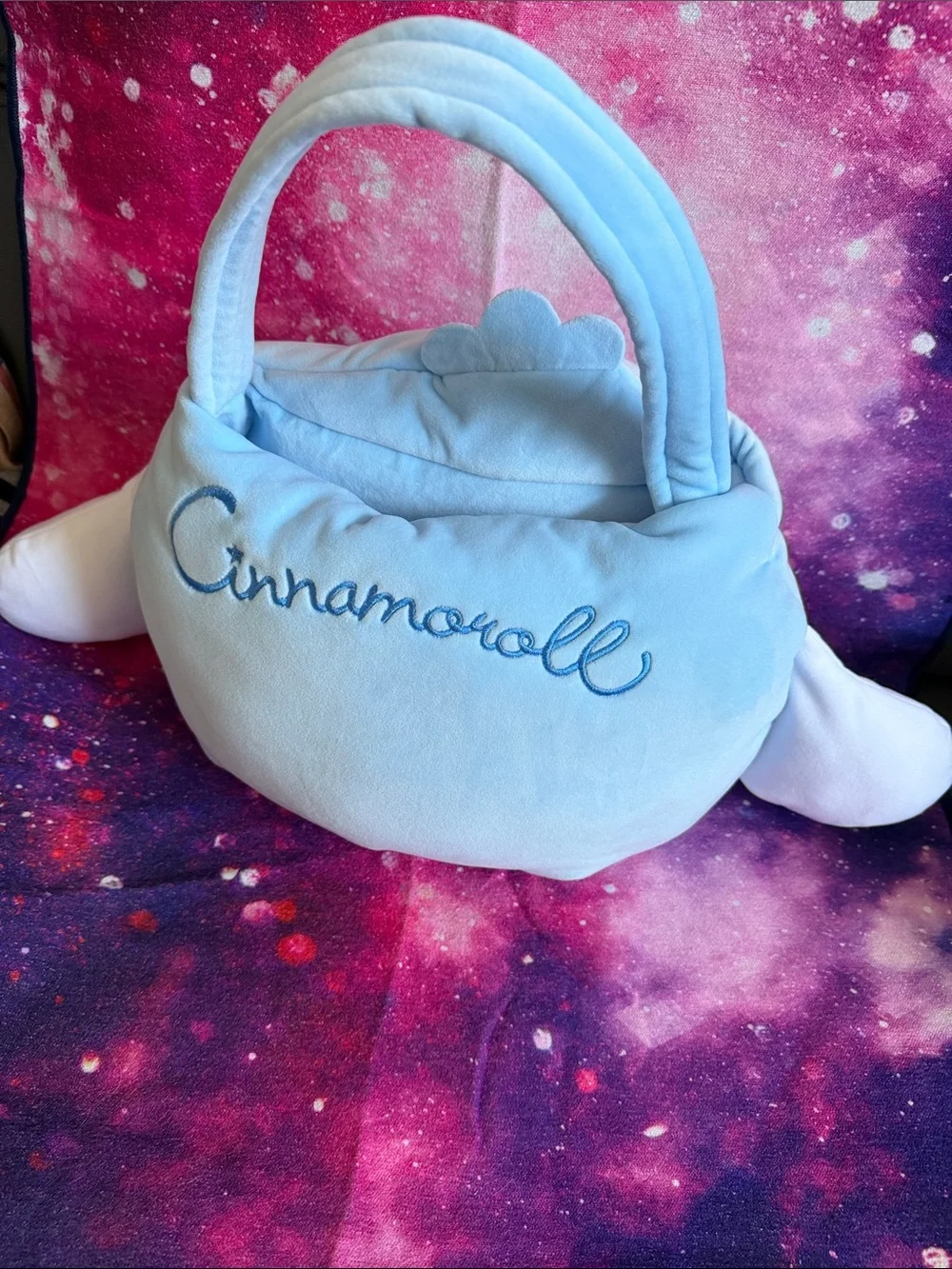 Cute Blue Plush Kids Character Handbag with Face Design